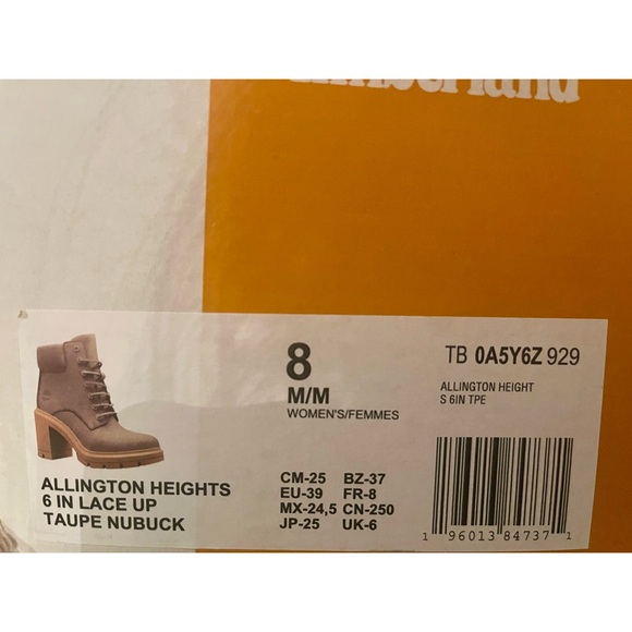 NWT Timberland Allington Heights 6 Inch Lace Up Boot in Women’s Size 8 US, Taupe - Picture 8 of 8